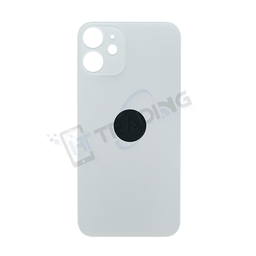 iPhone 12 Akkudeckel Glas – Premium Qualität, Weiß, Big Hole (Großes Kameraloch)