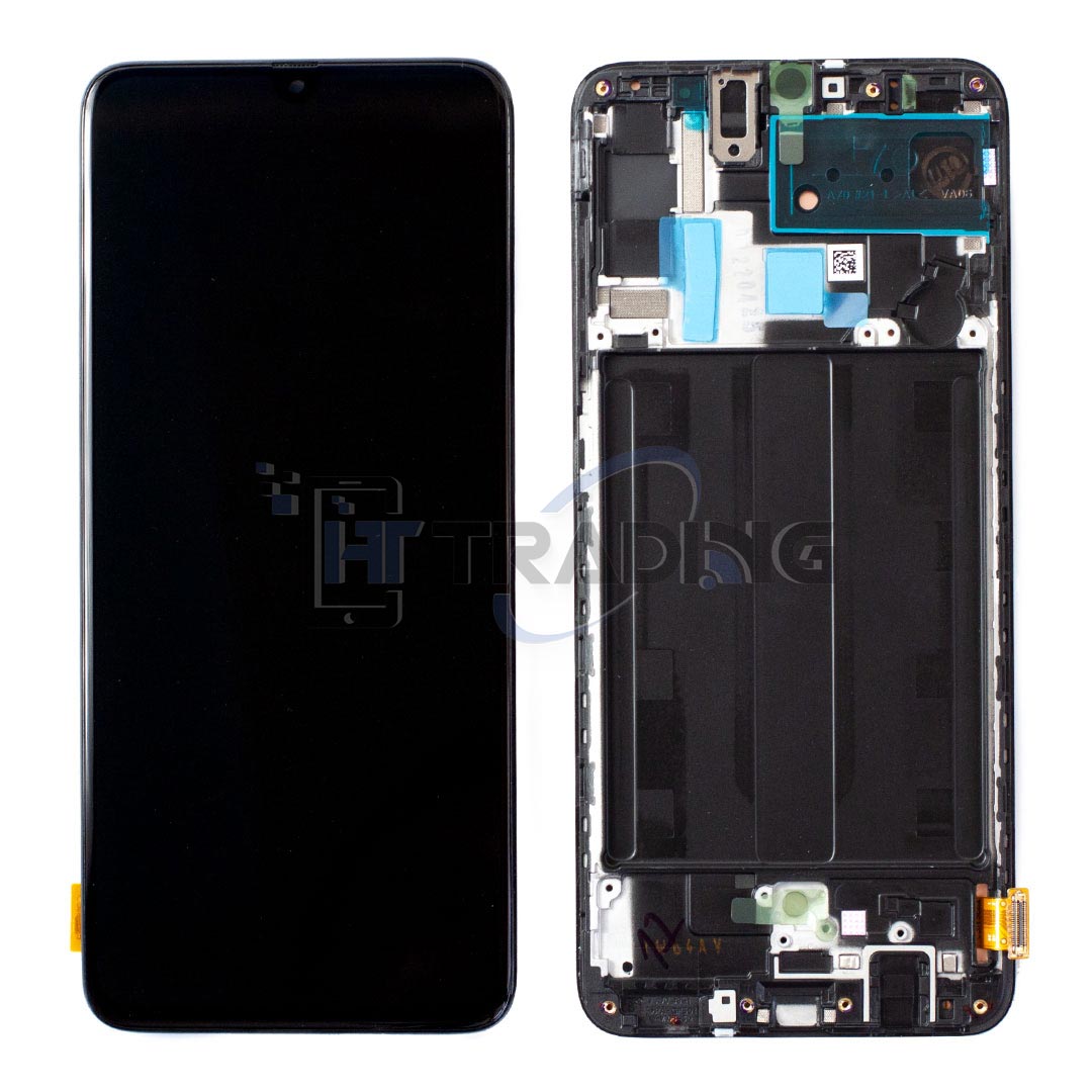 Samsung A70 A705F Display mit Rahmen Schwarz, Soft OLED