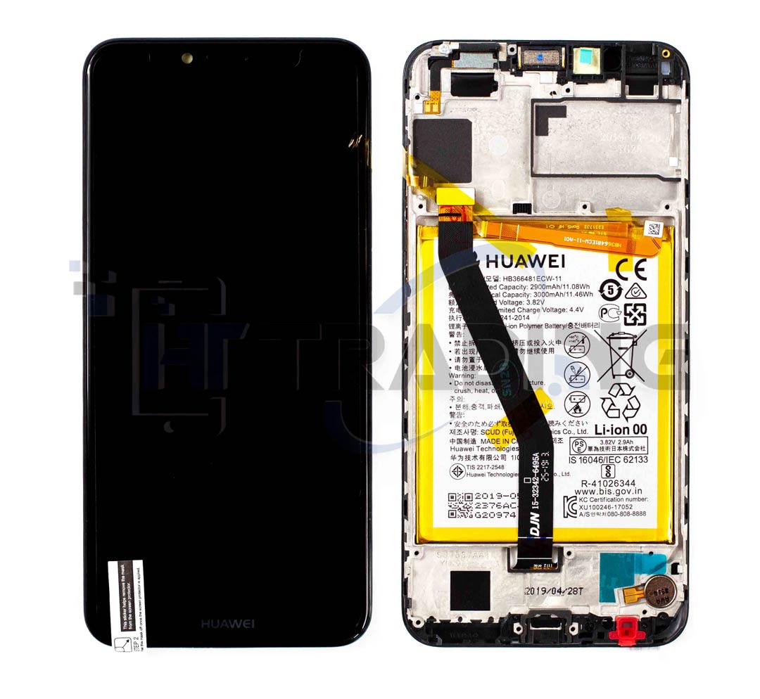 Huawei Y6 2018 Display Einheit – Original Service Pack, Schwarz, mit Rahmen