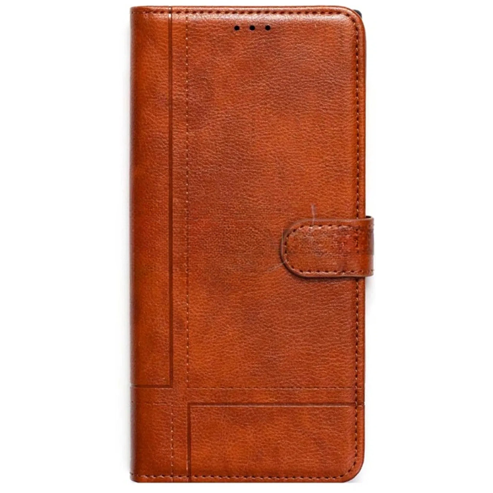 Braune ELVI Flip Tasche für das Samsung Galaxy Note 20 Ultra mit Mehrfachkarten-Fächern und Standfunktion.