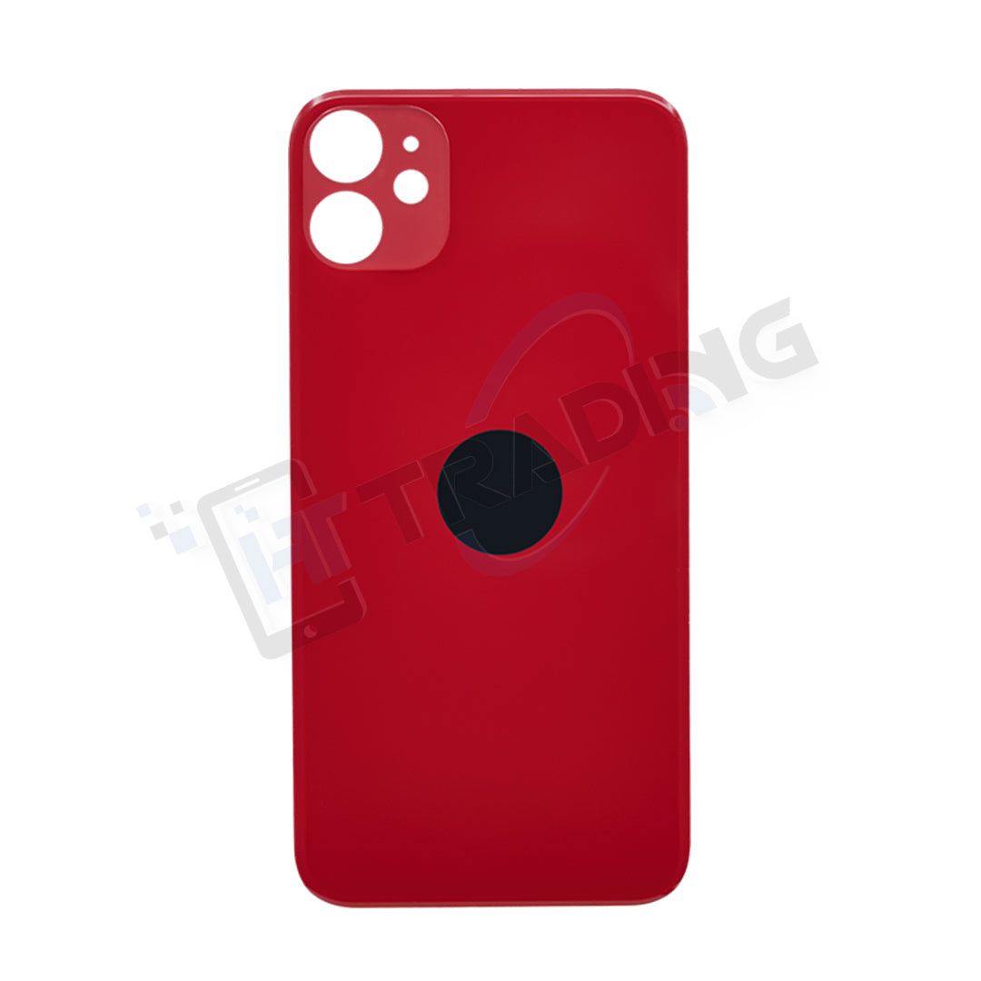 iPhone 11 Akkudeckel Glas – Premium Qualität, Rot, Big Hole (Großes Kameraloch)