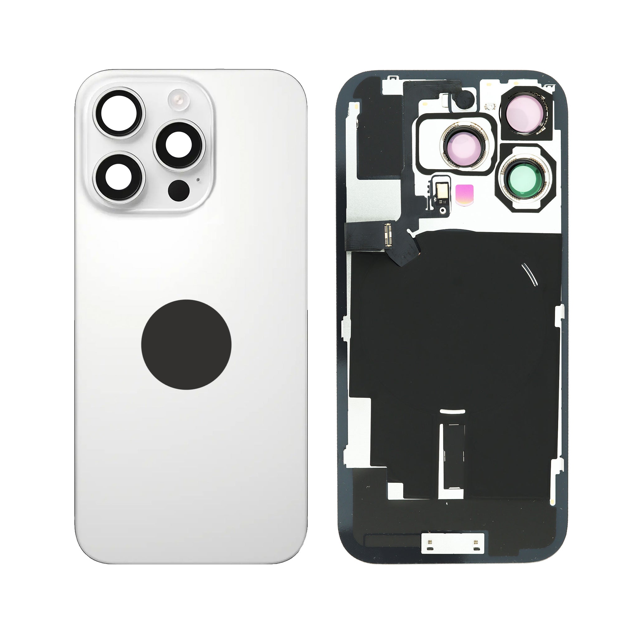 iPhone 16 Pro Back Cover Gehäuse Weiß Titanium - NEU mit Kamera-Linsen und Wireless Charging