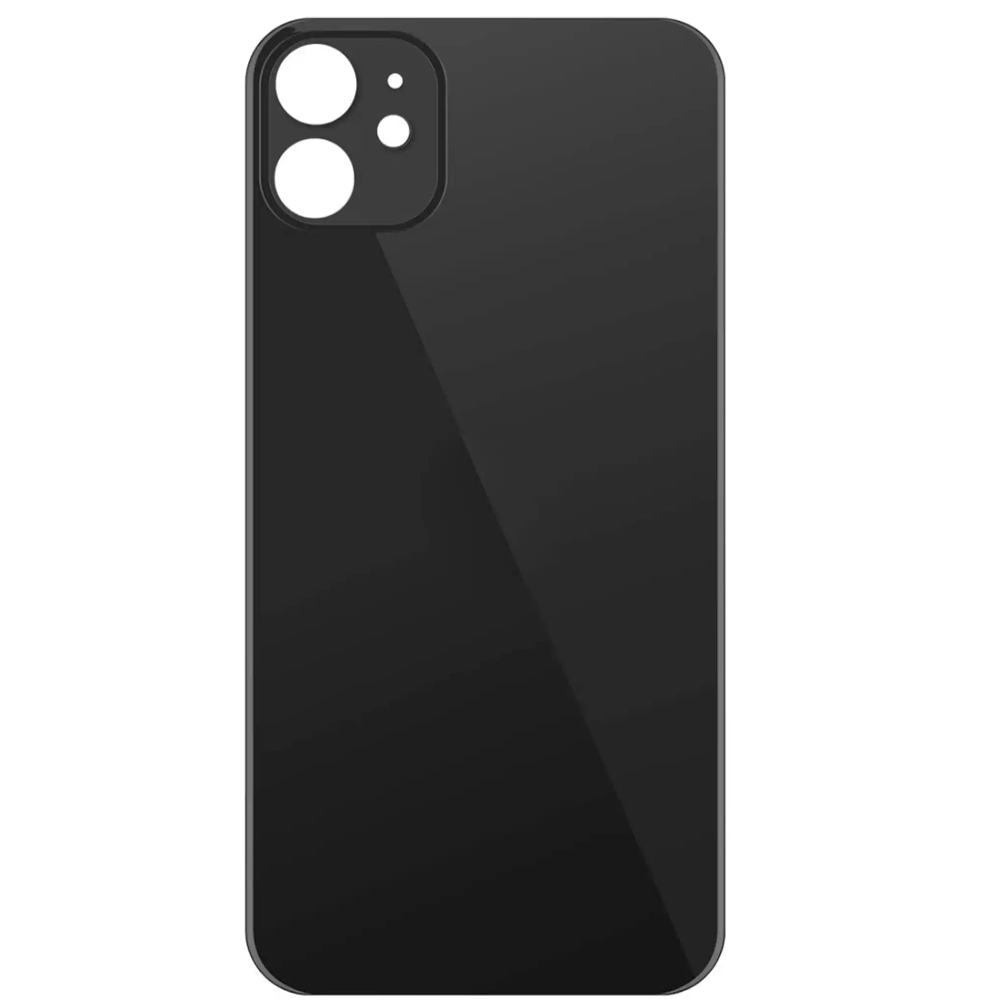 iPhone 11 Akkudeckel Glas – Premium Qualität, Schwarz, Big Hole (Großes Kameraloch)