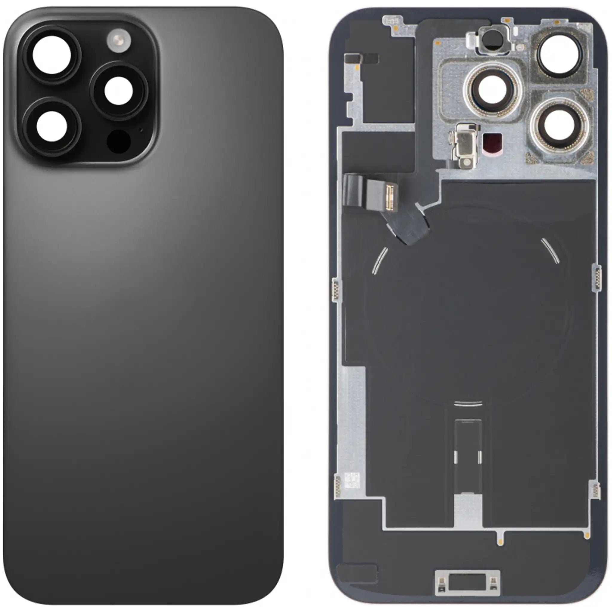 iPhone 16 Pro Max Akkudeckel mit Kleinteilen & MagSafe Ring – Titanium Schwarz