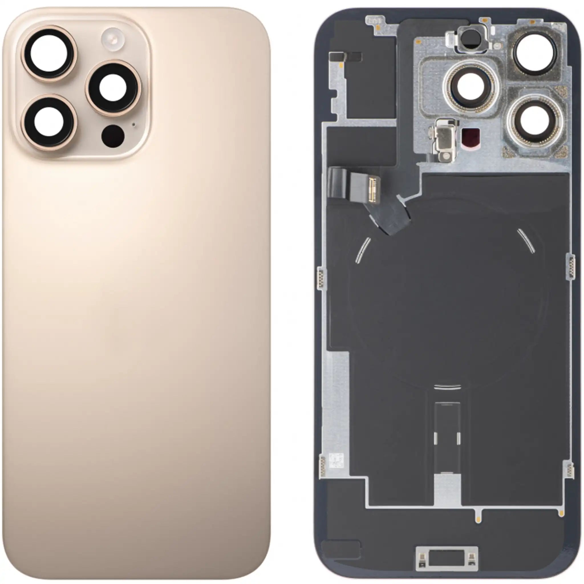 iPhone 16 Pro Max Akkudeckel mit Kleinteilen & MagSafe Ring – Desert Titanium