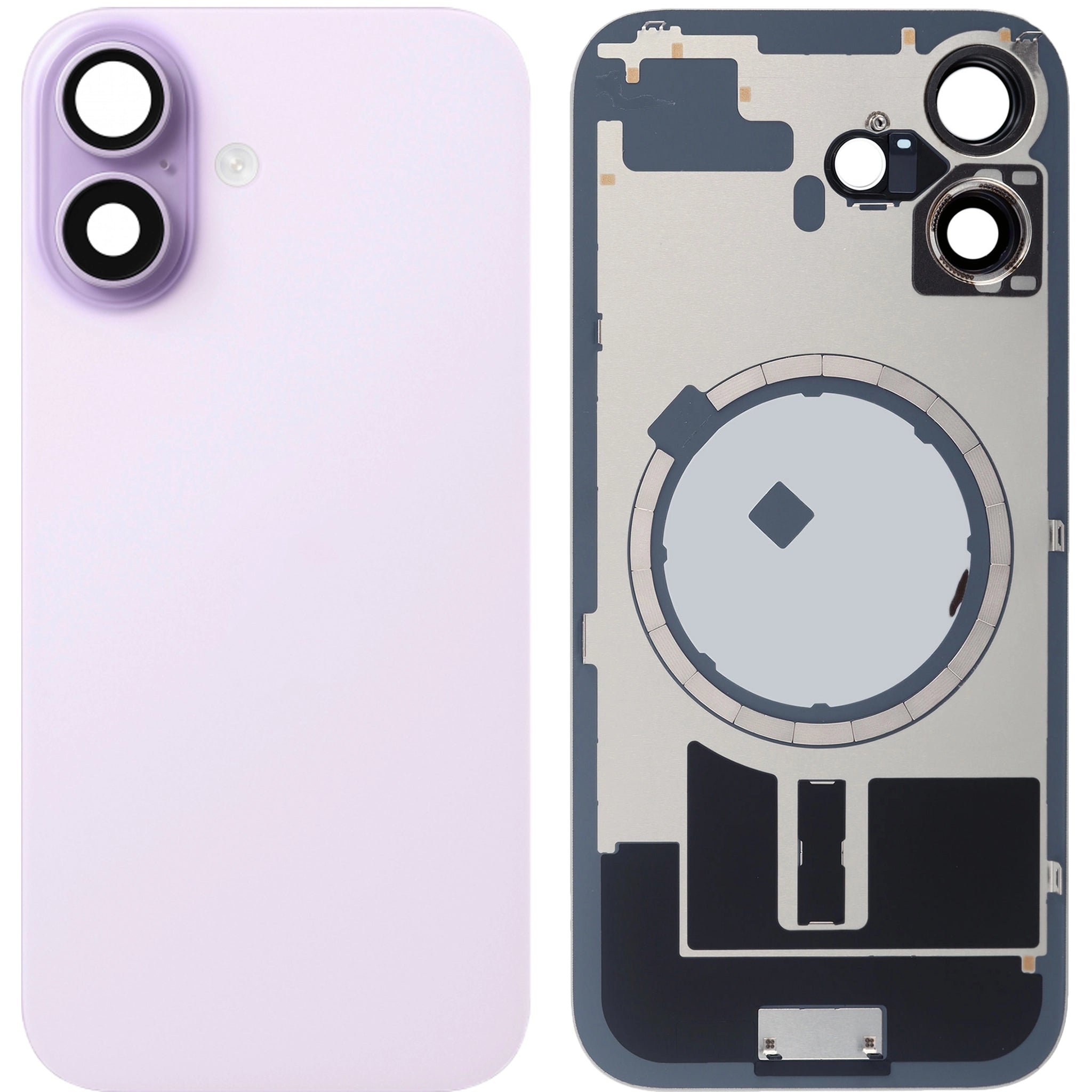 iPhone 17 Akkudeckel mit Rahmen und MagSafe Ring, Lavendel