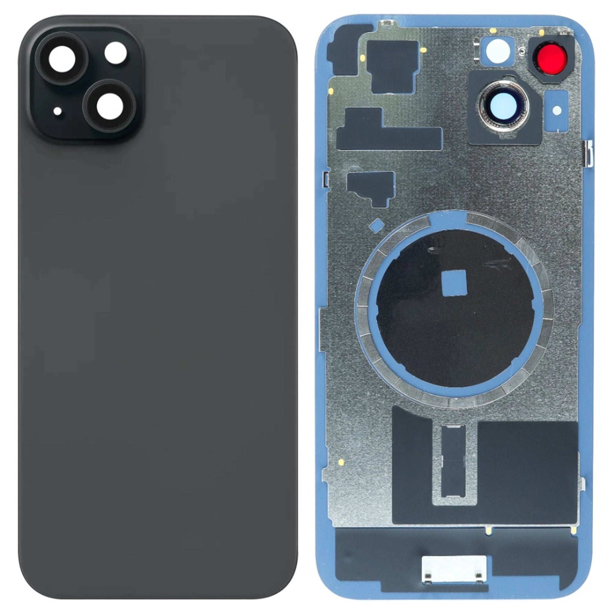 iPhone 15 Akkudeckel mit Rahmen und MagSafe Ring - Schwarz