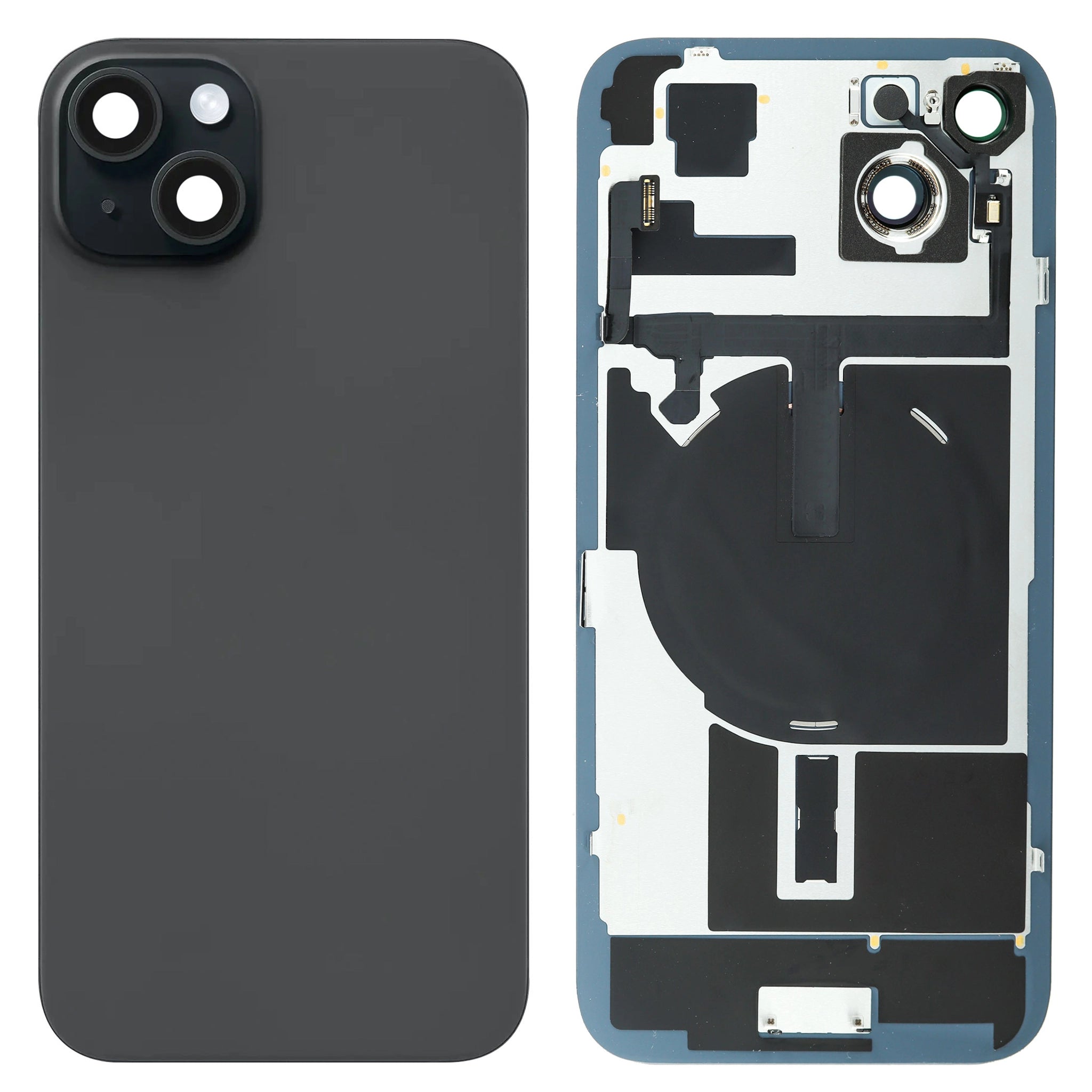 Akkudeckel für iPhone 15 Plus mit MagSafe Ring und Flashlight - OEM Ersatzteil in Schwarz