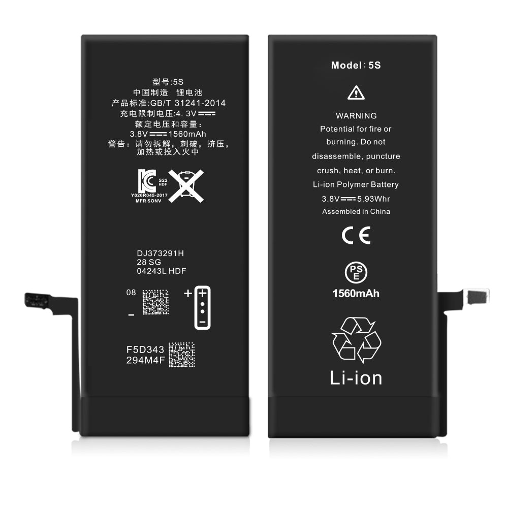 Akku für iPhone 5S Premium 1560mAh - Ersatzakku mit Klebestreifen