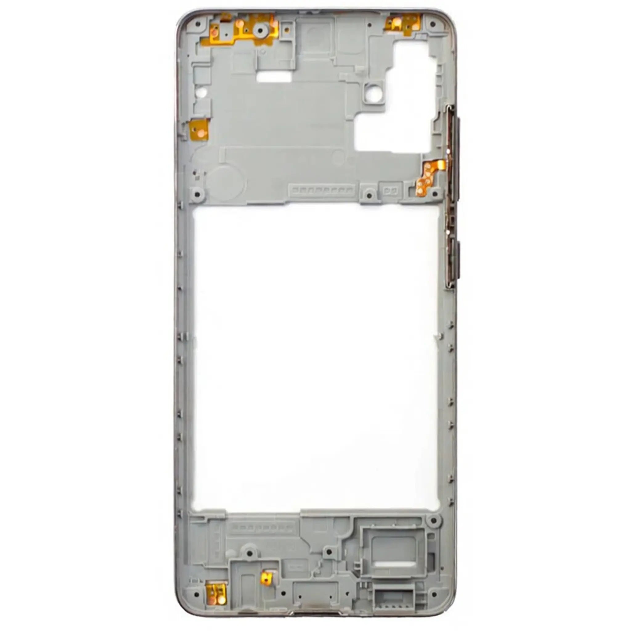 Ersatz-Mittelgehäuse (Rahmen) für Samsung Galaxy A51 (SM-A515F) in Prism Crush White zur Gehäusereparatur.