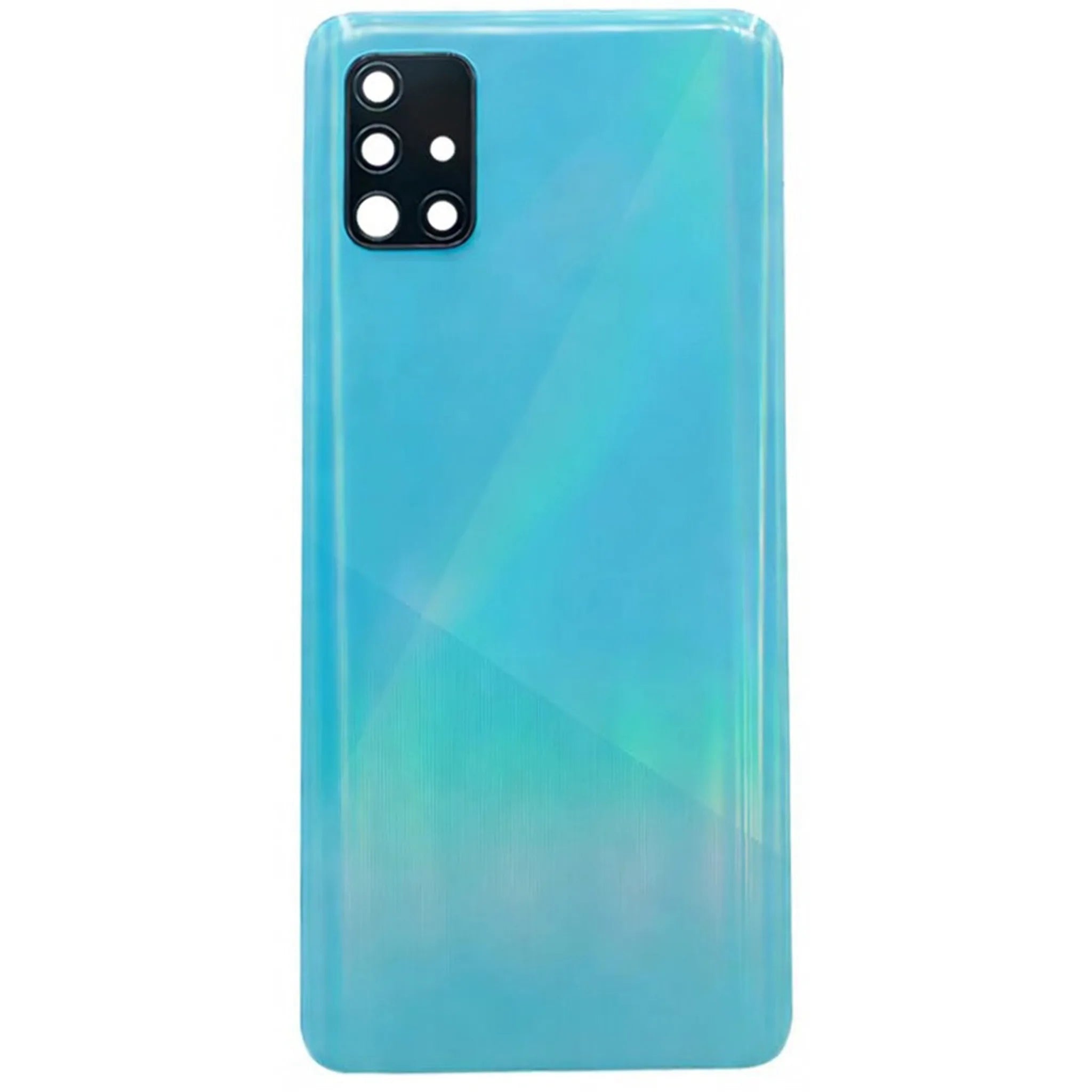 Samsung Galaxy A71 (SM-A715F) Akkudeckel Rückseite in Prism Crush Blue mit Kameralinse.