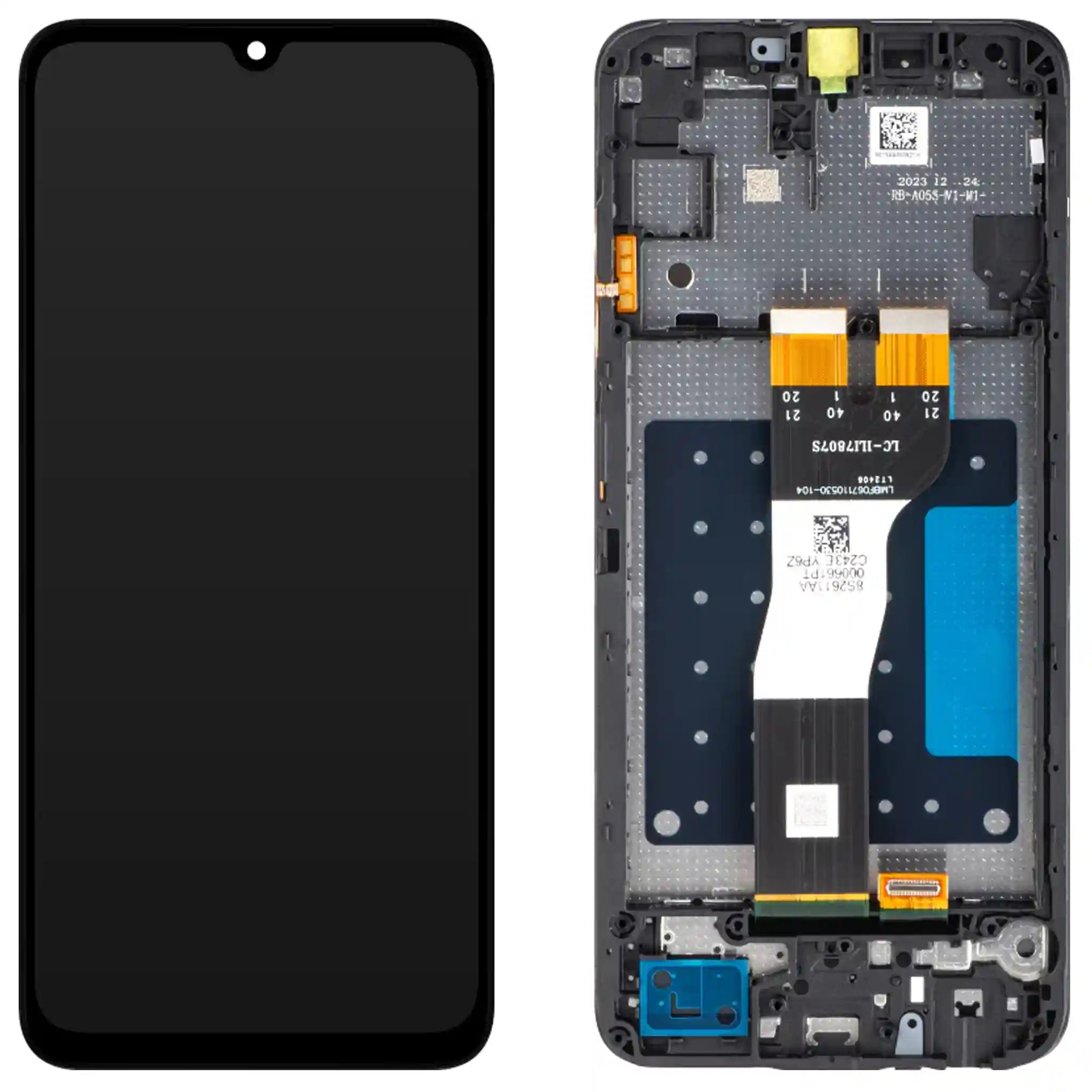 Hochwertiges OEM Ersatz-Display mit Rahmen für Samsung Galaxy A05s Modell SM-A057G in Schwarz