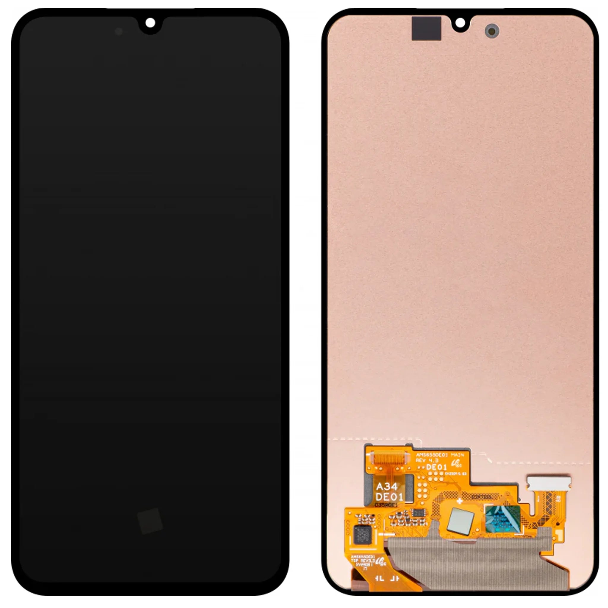 Samsung Galaxy A34 5G (A346) Original Service Pack Ersatzdisplay ohne Rahmen in Awesome Black – Frontansicht.