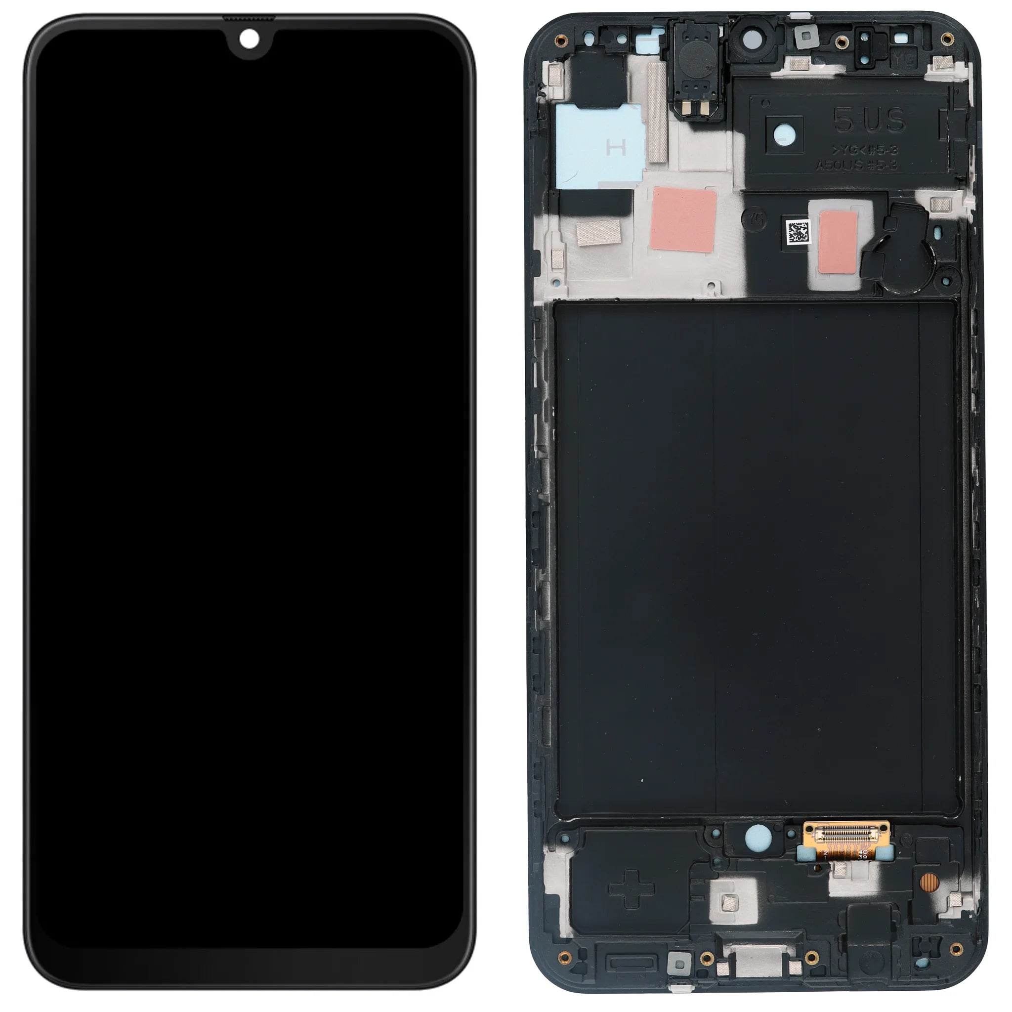 Display mit Rahmen für Samsung Galaxy A50 (A505F) in Schwarz – Hochwertige Incell-Technologie.