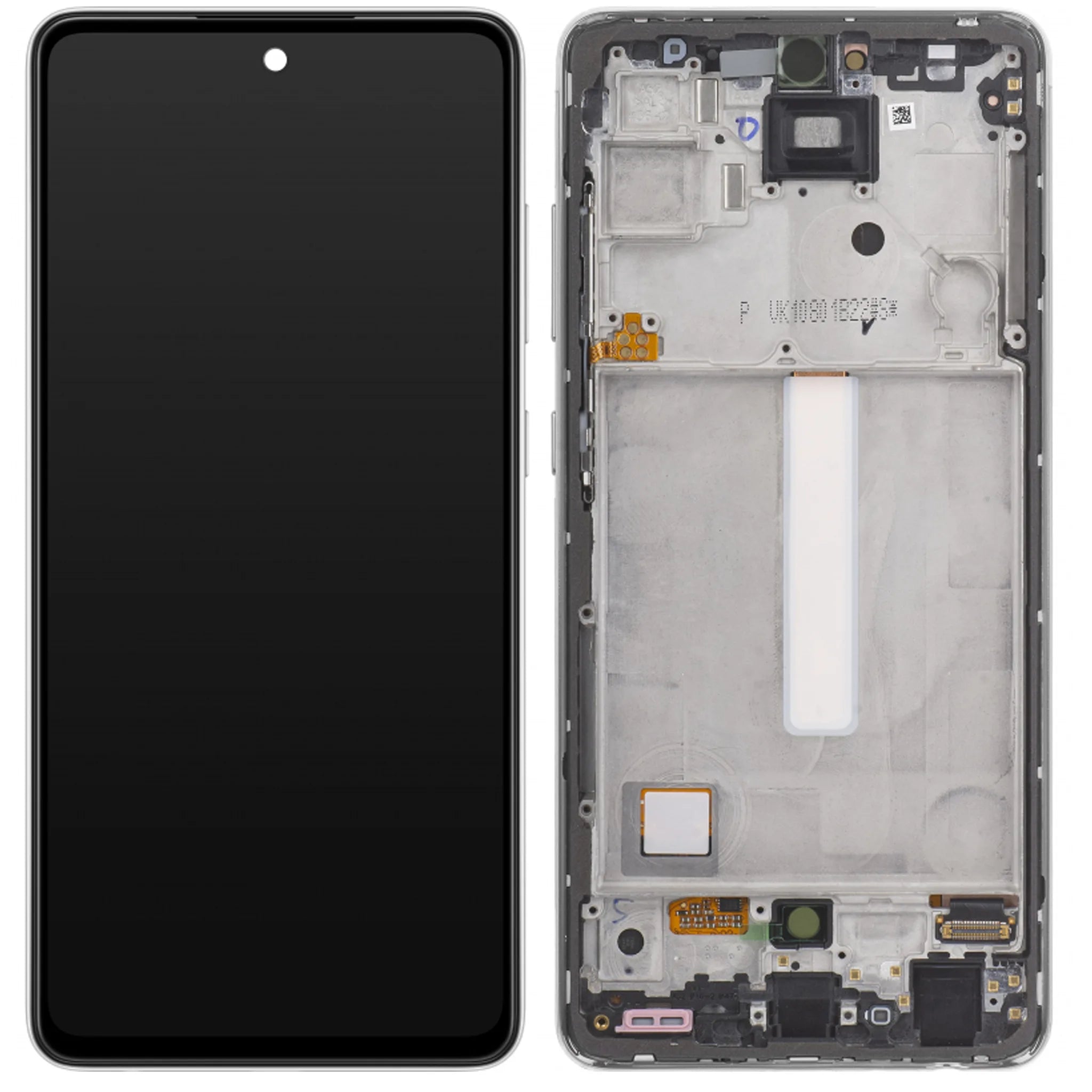 Original Samsung Galaxy A52 (A525F) Service Pack Display mit Rahmen in Awesome White – Super AMOLED Ersatzbildschirm.