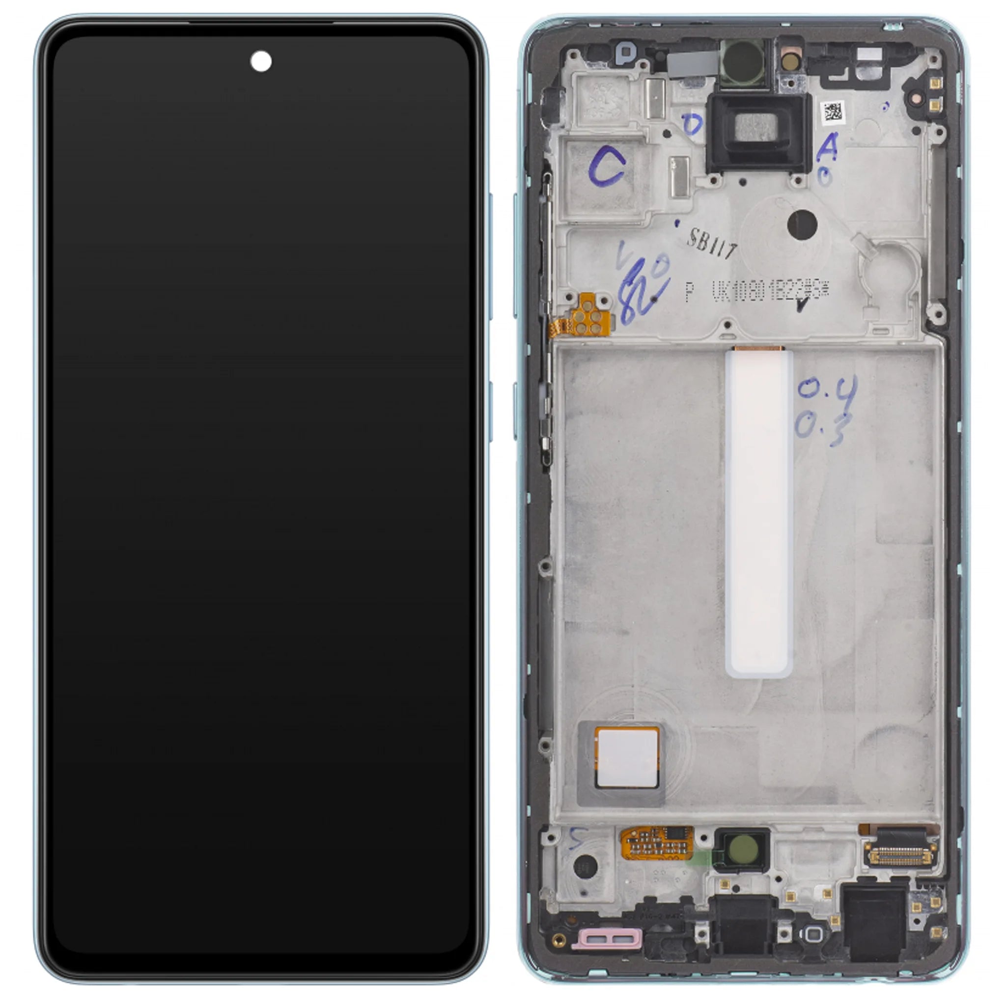 Original Samsung Galaxy A52 (A525F) Ersatz-Display in Awesome Blue (Service Pack) inklusive Rahmen.