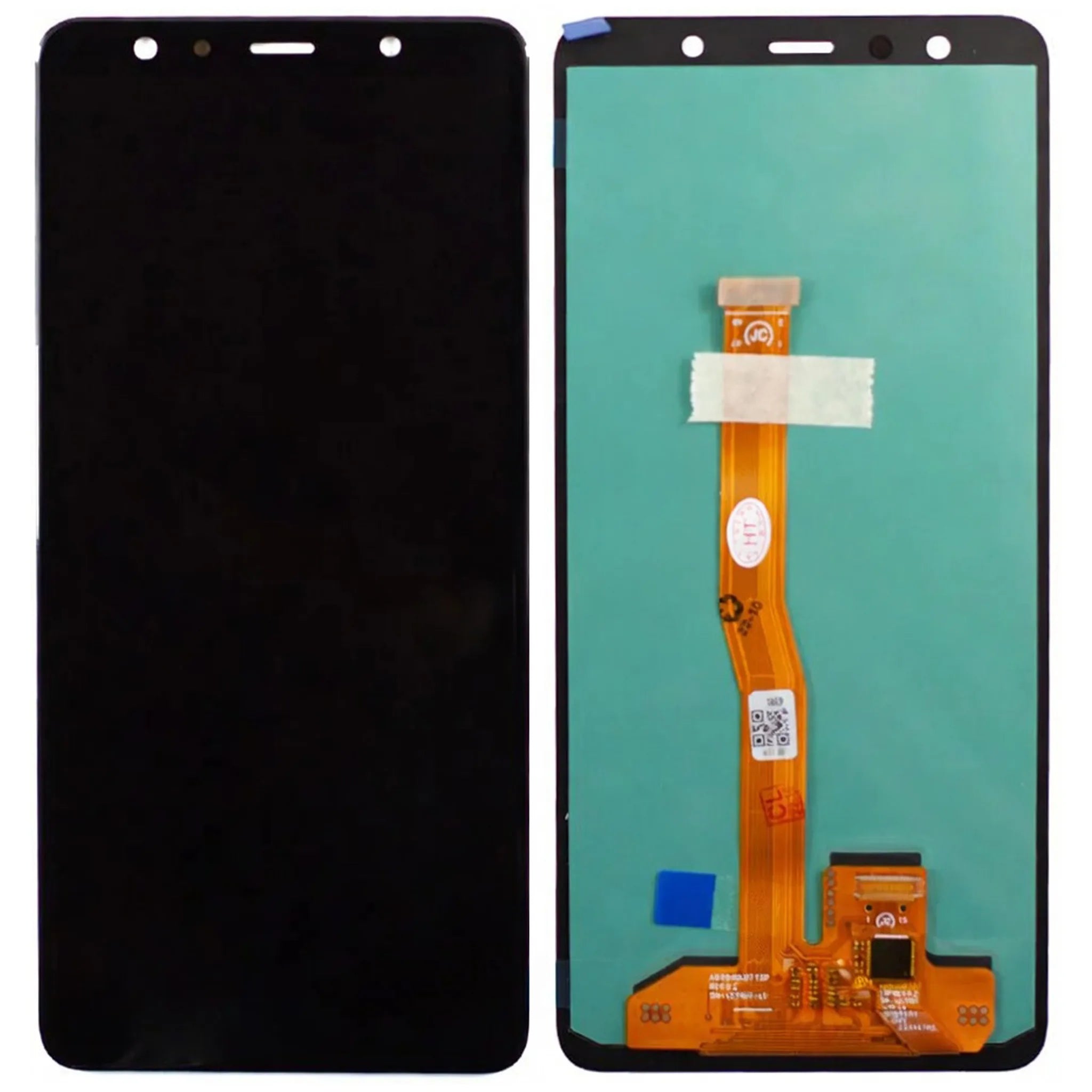Ersatz-Display ohne Rahmen für Samsung Galaxy A7 2018 (A750F) in Schwarz mit OLED-Technologie.