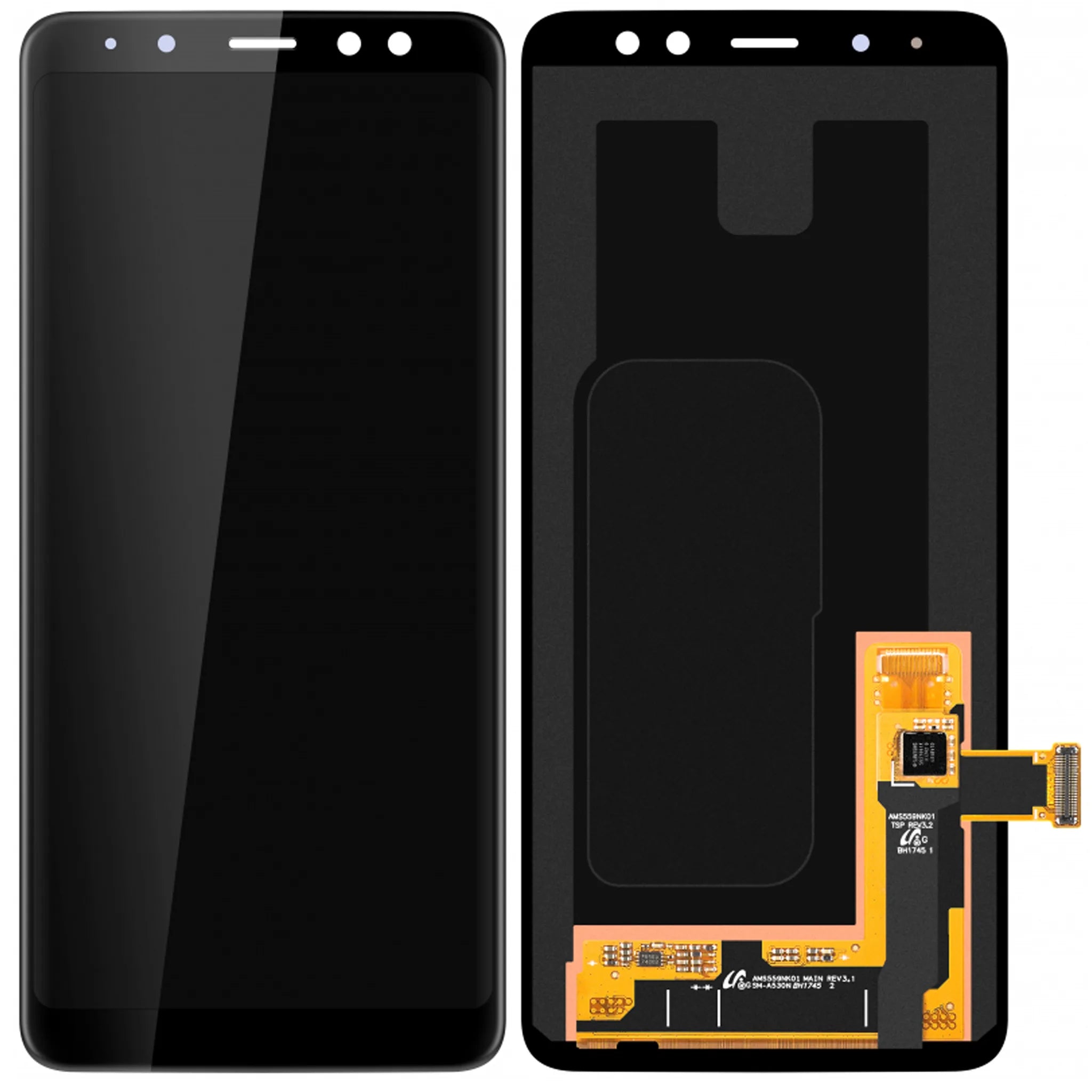 Original Samsung Galaxy A8 2018 (SM-A530F) Service Pack Super AMOLED Display in Schwarz.