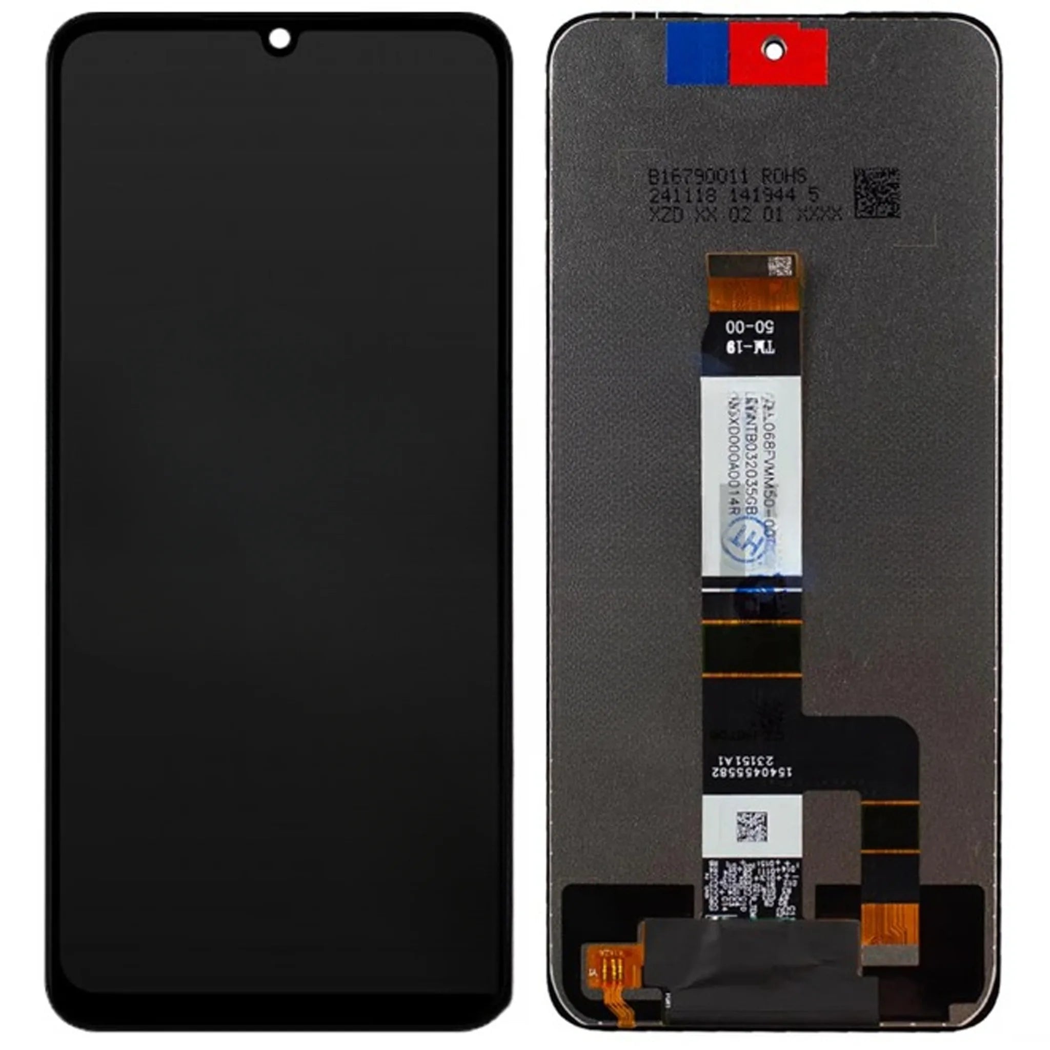 OEM Display ohne Rahmen für das Xiaomi Redmi 12 und Redmi 13 vor hellem Hintergrund.