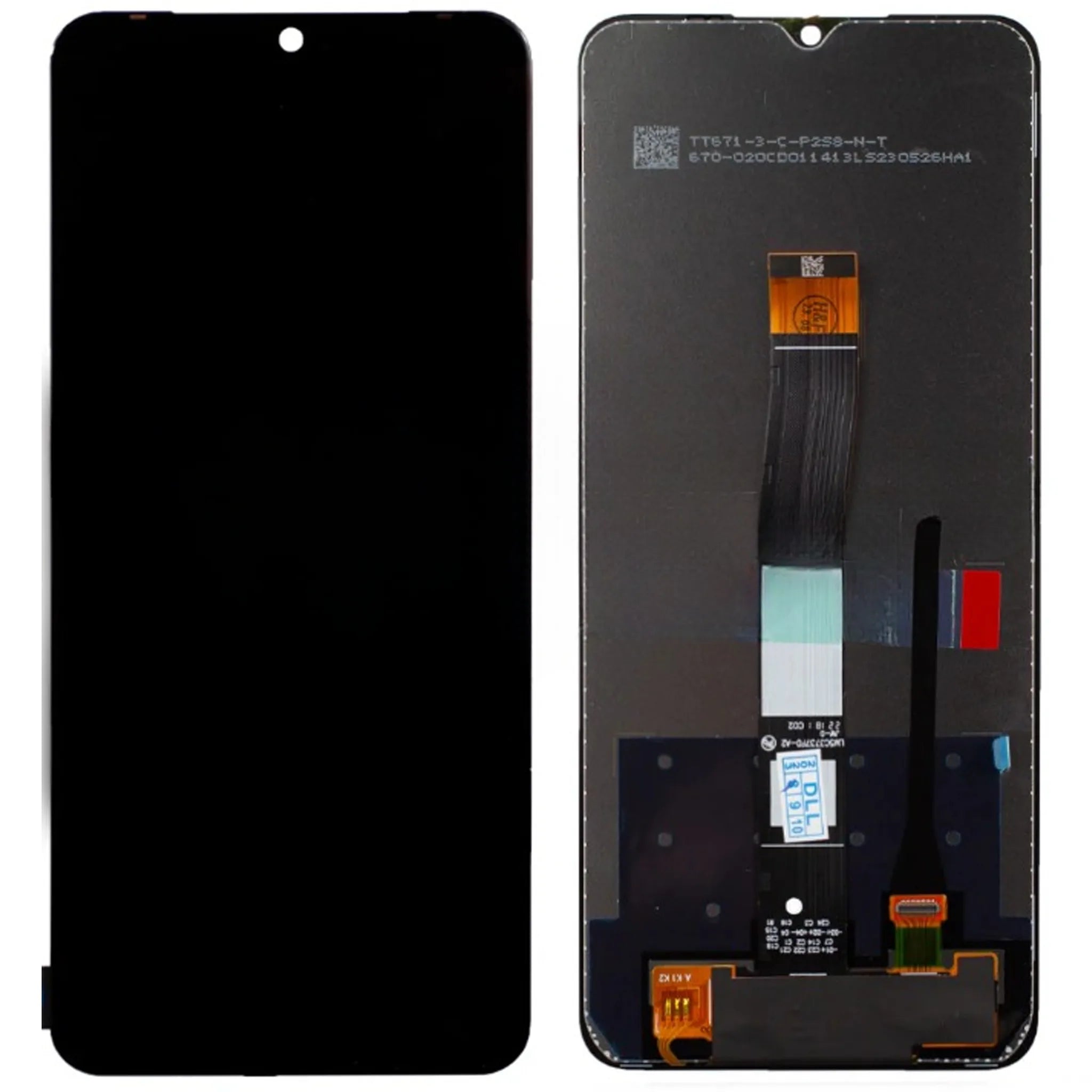 OEM Display ohne Rahmen für das Xiaomi Redmi 12C vor hellem Hintergrund.