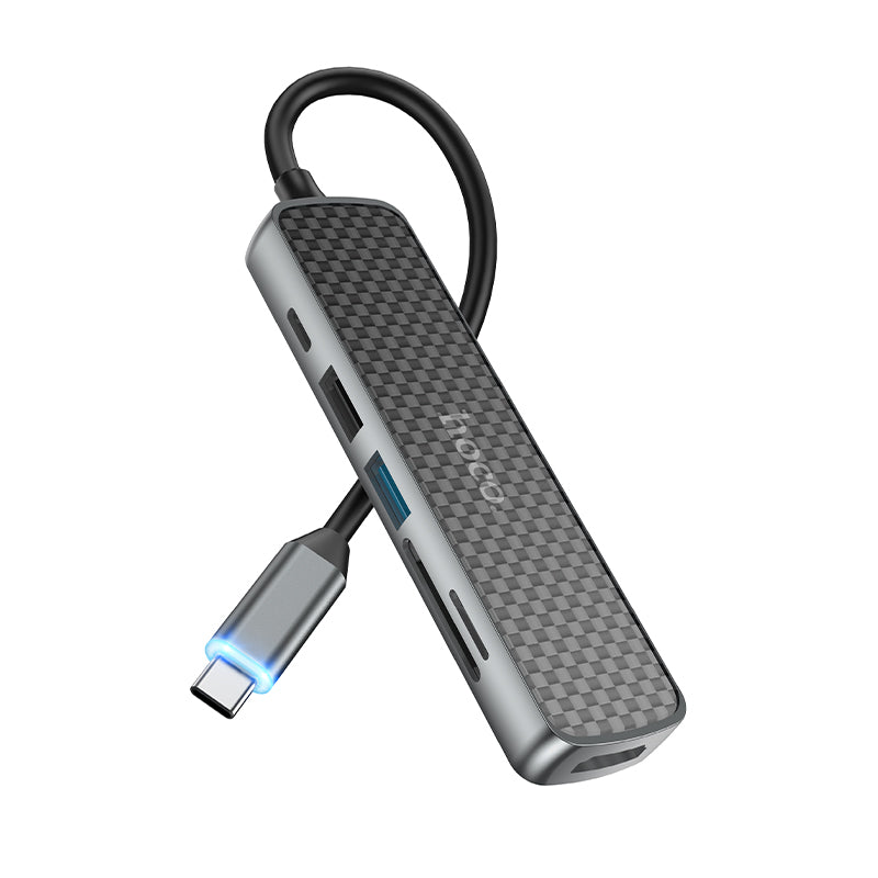 Hoco HB24 Easy Display Type-C to HDMI+USB3.0+USB2.0+SD+TF+PD Adapter schwarz