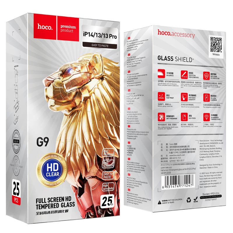 Hoco Schutzglas 9H für iPhone Xs Max / 11 Pro Max 25er Pack