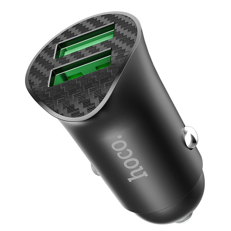 Hoco Z39 QC3.0 Kfz USB Ladegerät mit 2 Ports 18W Schwarz
