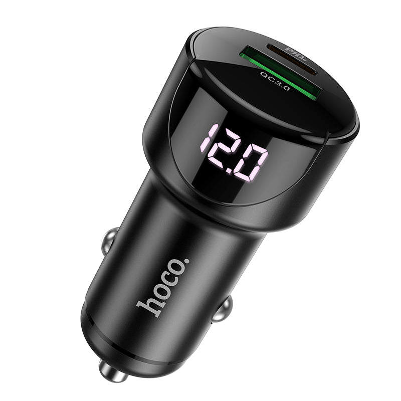 Hoco Z42 Light Road Dual Port Digitalanzeige PD20W + 3.0 Autoladegerät Schwarz