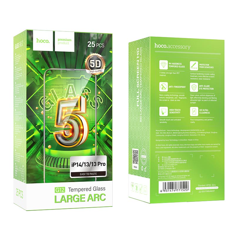 Hoco Schutzglas HD 5D aus gehärtetem Glas für iPhone Xs Max / 11 Pro Max 25er Pack
