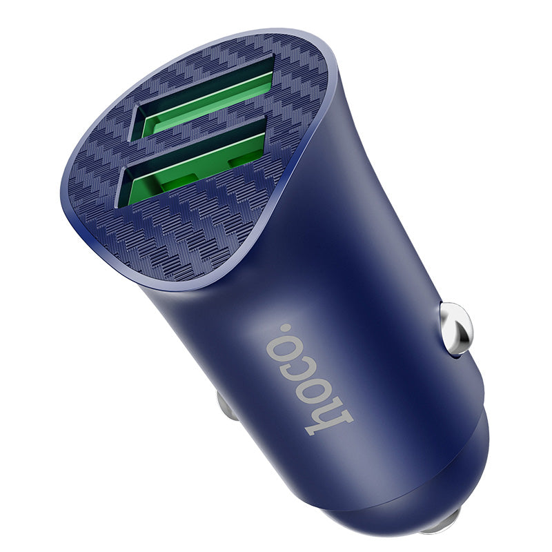 Hoco Z39 QC3.0 Kfz USB Ladegerät mit 2 Ports 18W Blau