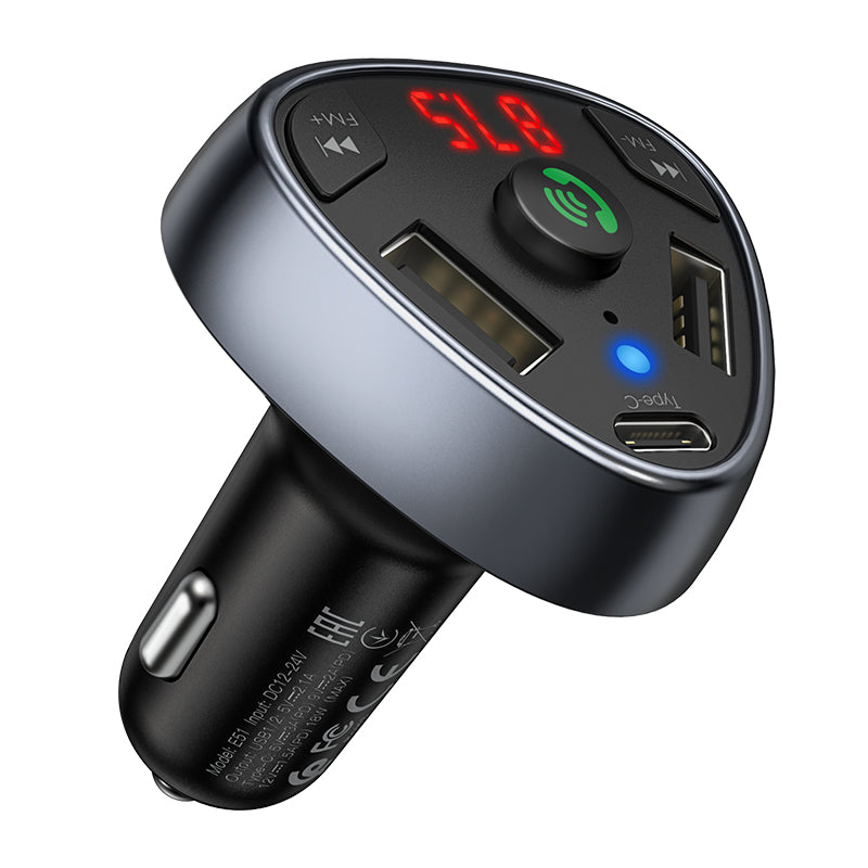 Hoco E51 Road BT V5.0 FM Sender Dual USB 3.1A and Type-C 18W