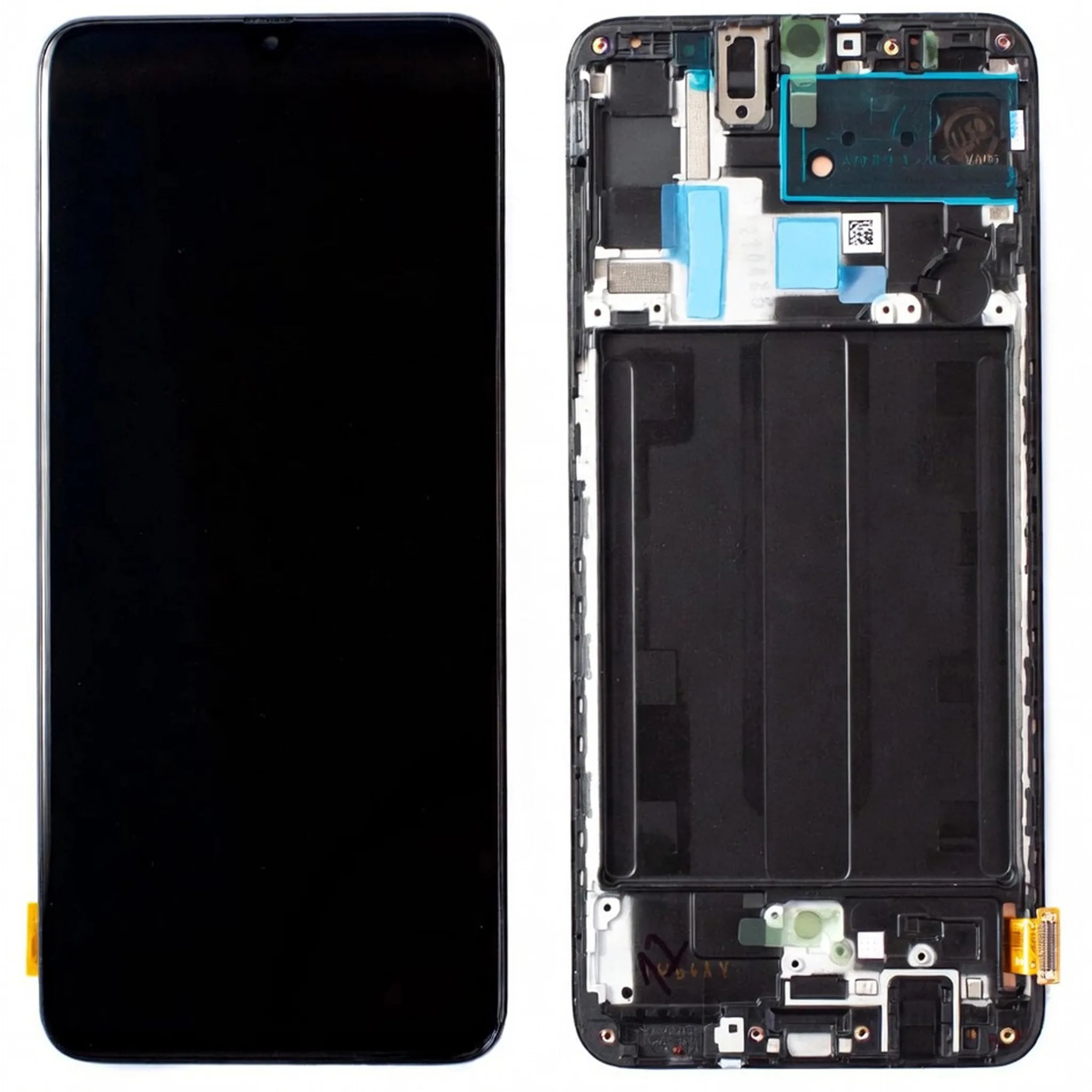 Samsung Galaxy A70 Soft OLED Display mit Rahmen in Schwarz Ersatzteil.