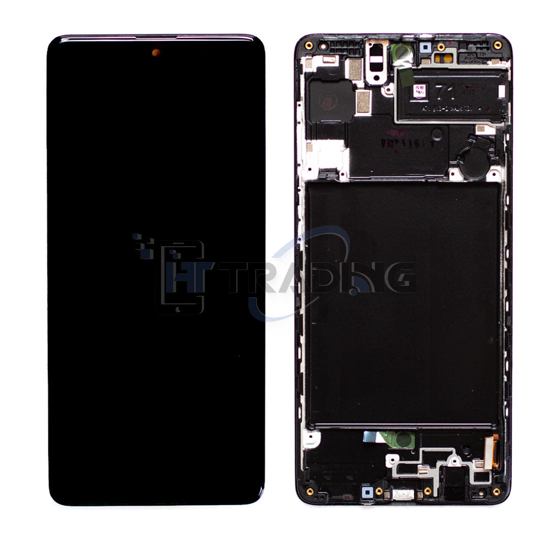 Samsung A71 A715F Display mit Rahmen Schwarz, Soft OLED