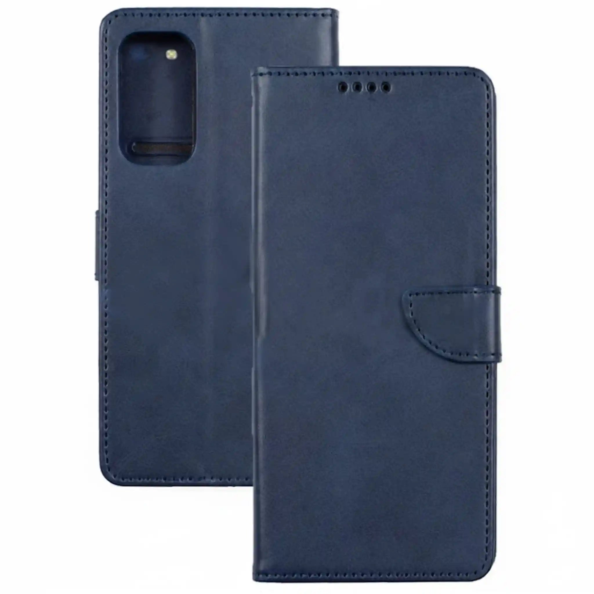 Blaue Kunstleder Klapphülle (Wallet Case) für das Samsung Galaxy A25 5G mit Standfunktion.