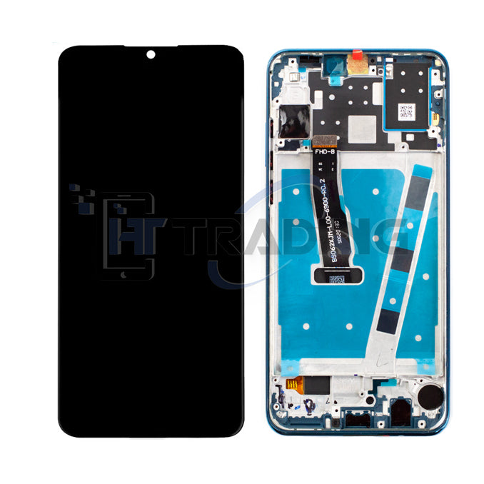 LCD Display für Huawei P30 Lite mit Rahmen Peacock Blue