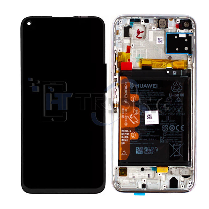 Huawei P40 Lite Display Einheit – Original Service Pack, Schwarz, mit Rahmen