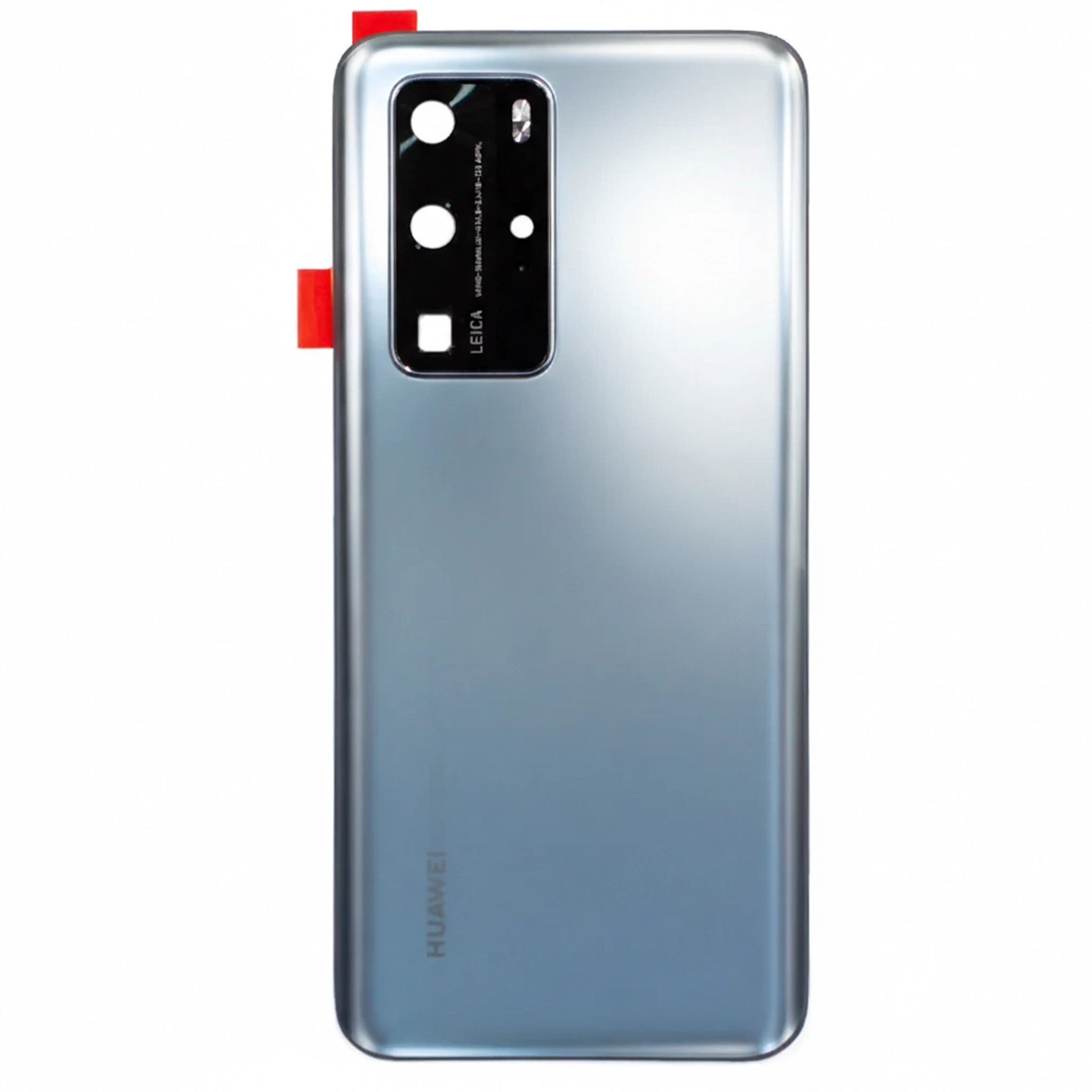 Rückseite / Akkudeckel für das Huawei P40 Pro in der Farbe Silver Frost mit präzisen Aussparungen für die Leica Quad-Kamera und silber-mattem Finish.