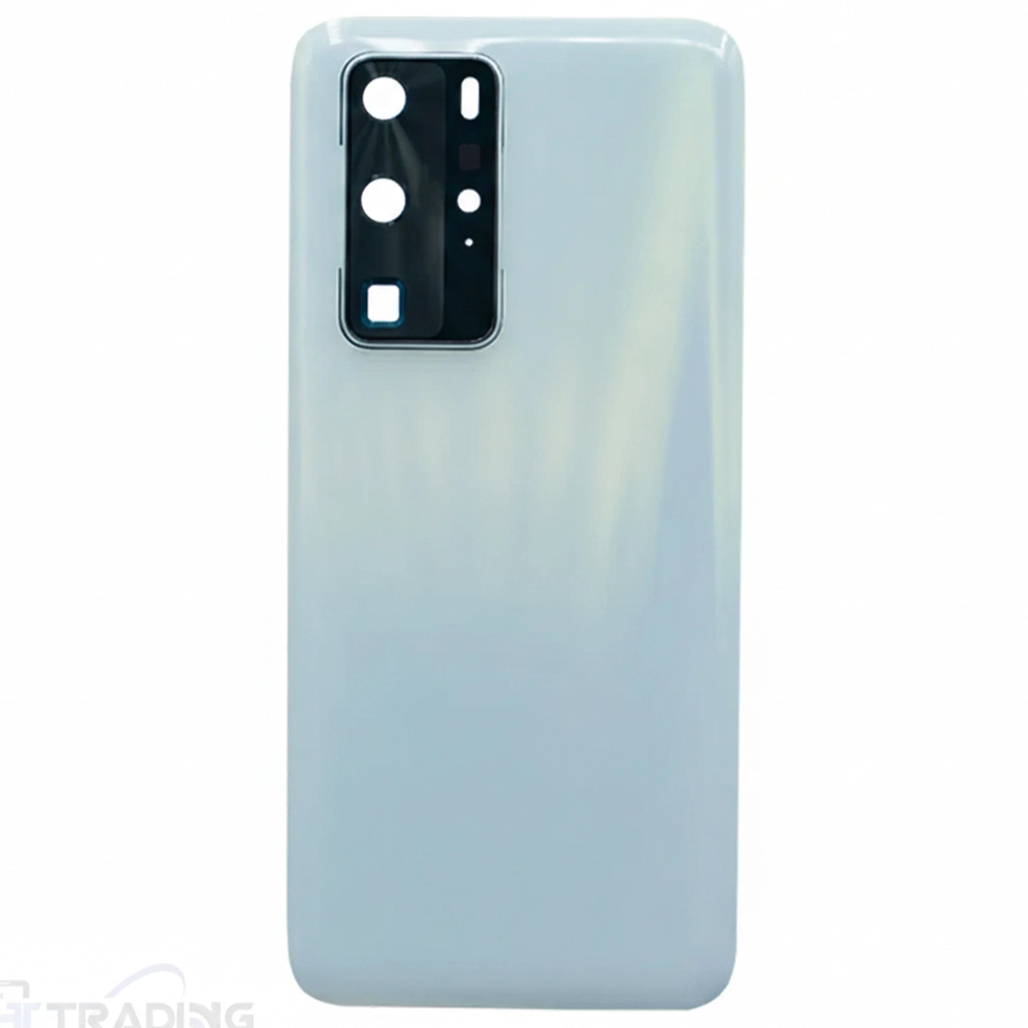 Hochwertiger Ersatz-Akkudeckel für das Huawei P40 Pro in Weiß (White) mit präzisen Aussparungen für das Leica-Kamerasystem und glänzendem Finish auf rein weißem Hintergrund.
