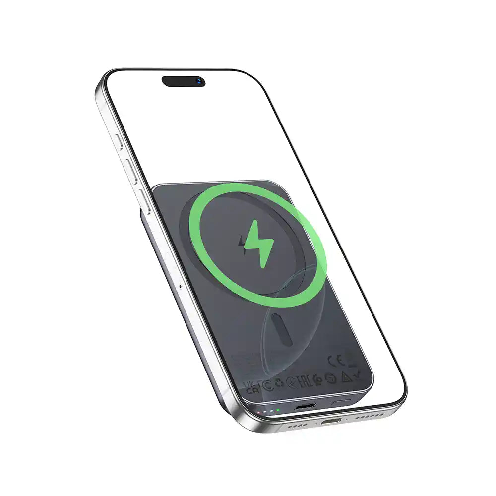Hoco Powerbank 5000mAh mit magnetischer kabelloser Schnellladung J160 – Metallgrau
