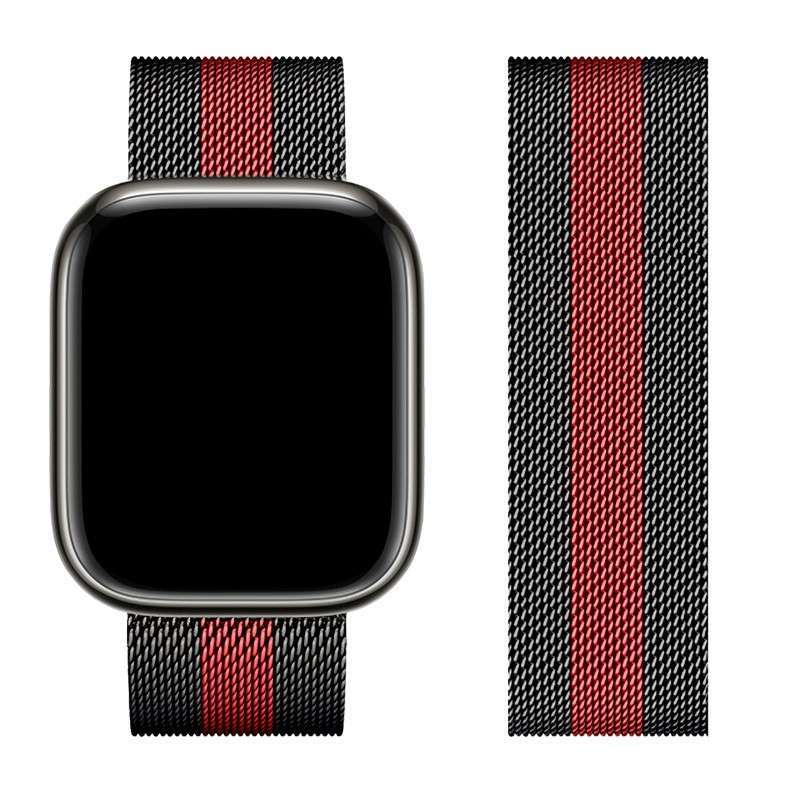 iWatch WA03 Milanese steel Strap - Black and red (42/ 44/ 45/ 49mm)
