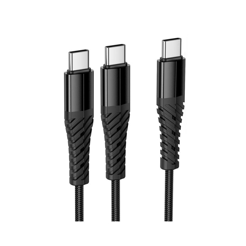 Hoco X123 USB-C auf 2x USB-C Ladekabel, 10W, 3A, 1m, Schwarz