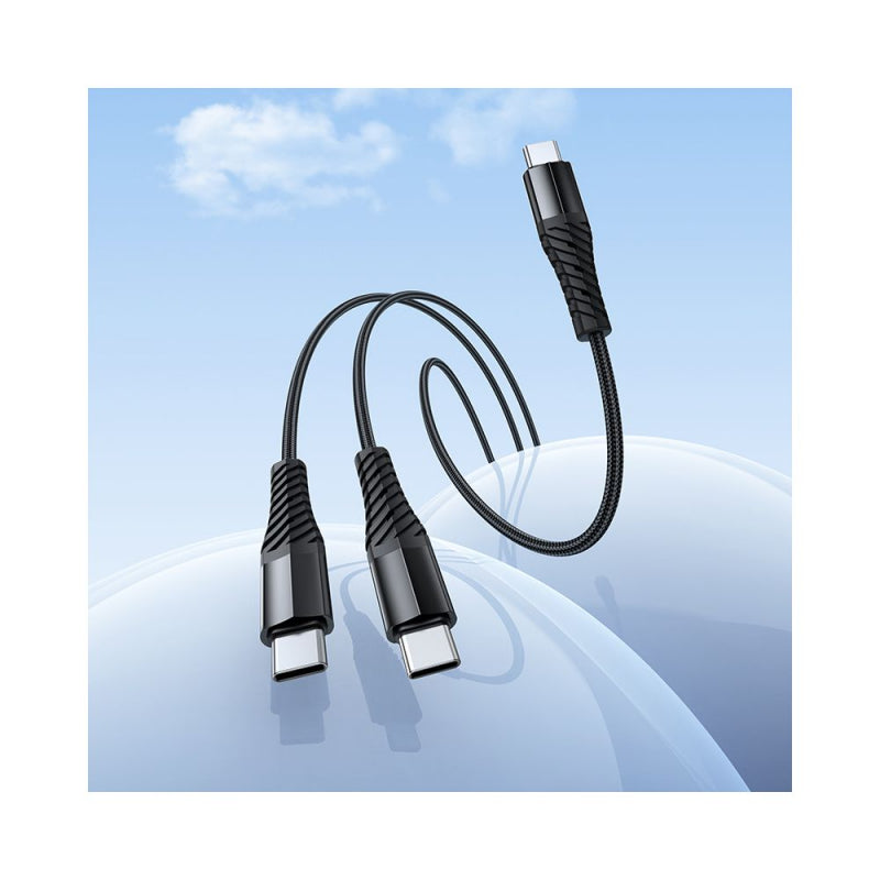 Hoco X123 USB-C auf 2x USB-C Ladekabel, 10W, 3A, 1m, Schwarz