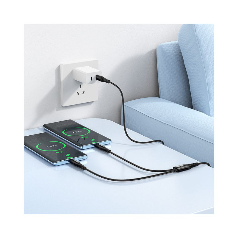 Hoco X123 USB-C auf 2x USB-C Ladekabel, 10W, 3A, 1m, Schwarz