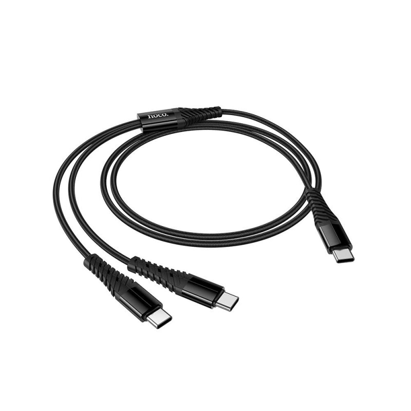 Hoco X123 USB-C auf 2x USB-C Ladekabel, 10W, 3A, 1m, Schwarz