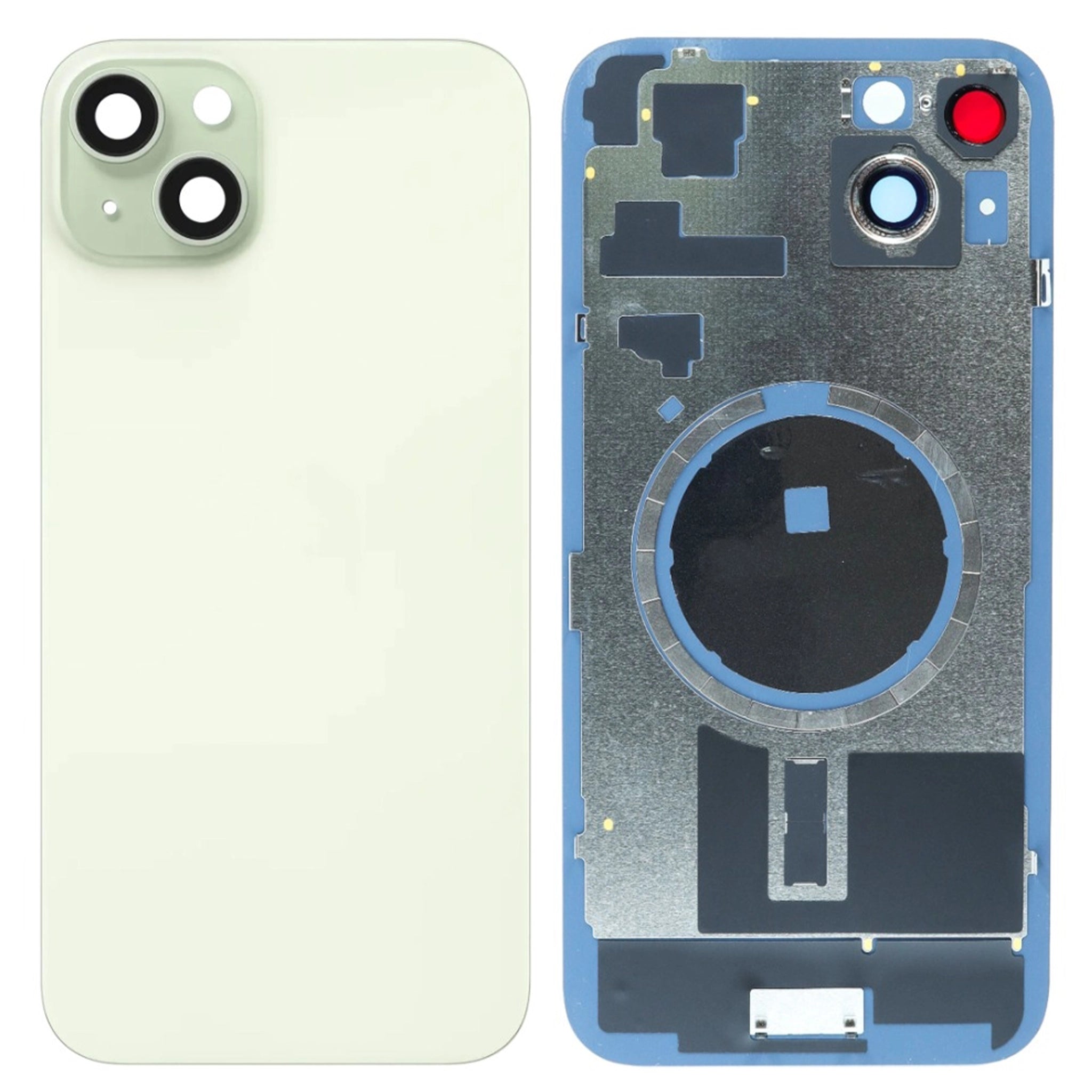 iPhone 15 Akkudeckel mit Rahmen und MagSafe-Ring Grün - Premium Ersatzteil