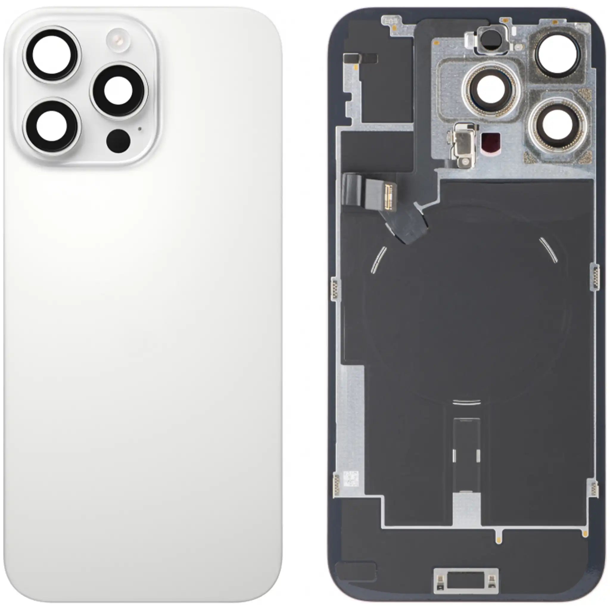 iPhone 16 Pro Max Akkudeckel mit Kleinteilen & MagSafe Ring – Weiß Titanium