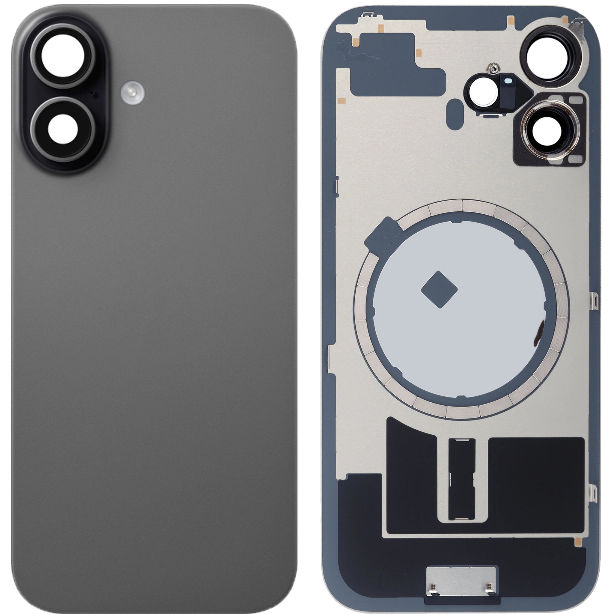 iPhone 17 Akkudeckel mit Rahmen und MagSafe Ring, Schwarz