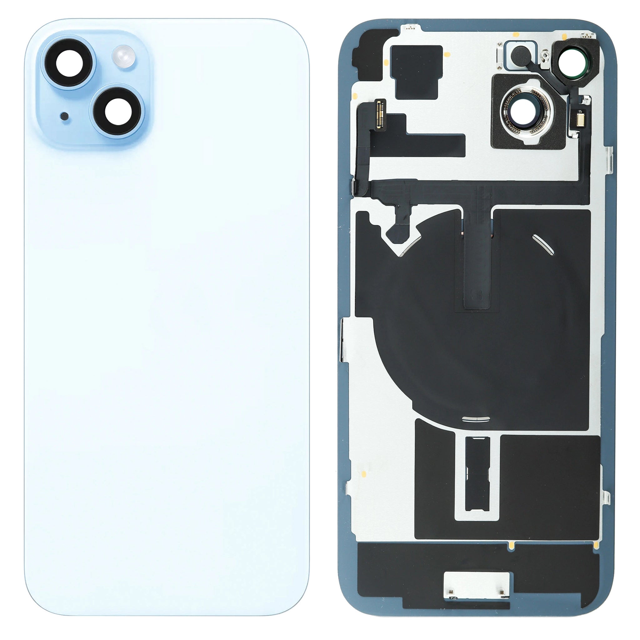iPhone 15 Plus Akkudeckel mit Rahmen und MagSafe-Ring Blau (Titan Blau) - Premium Ersatzteil
