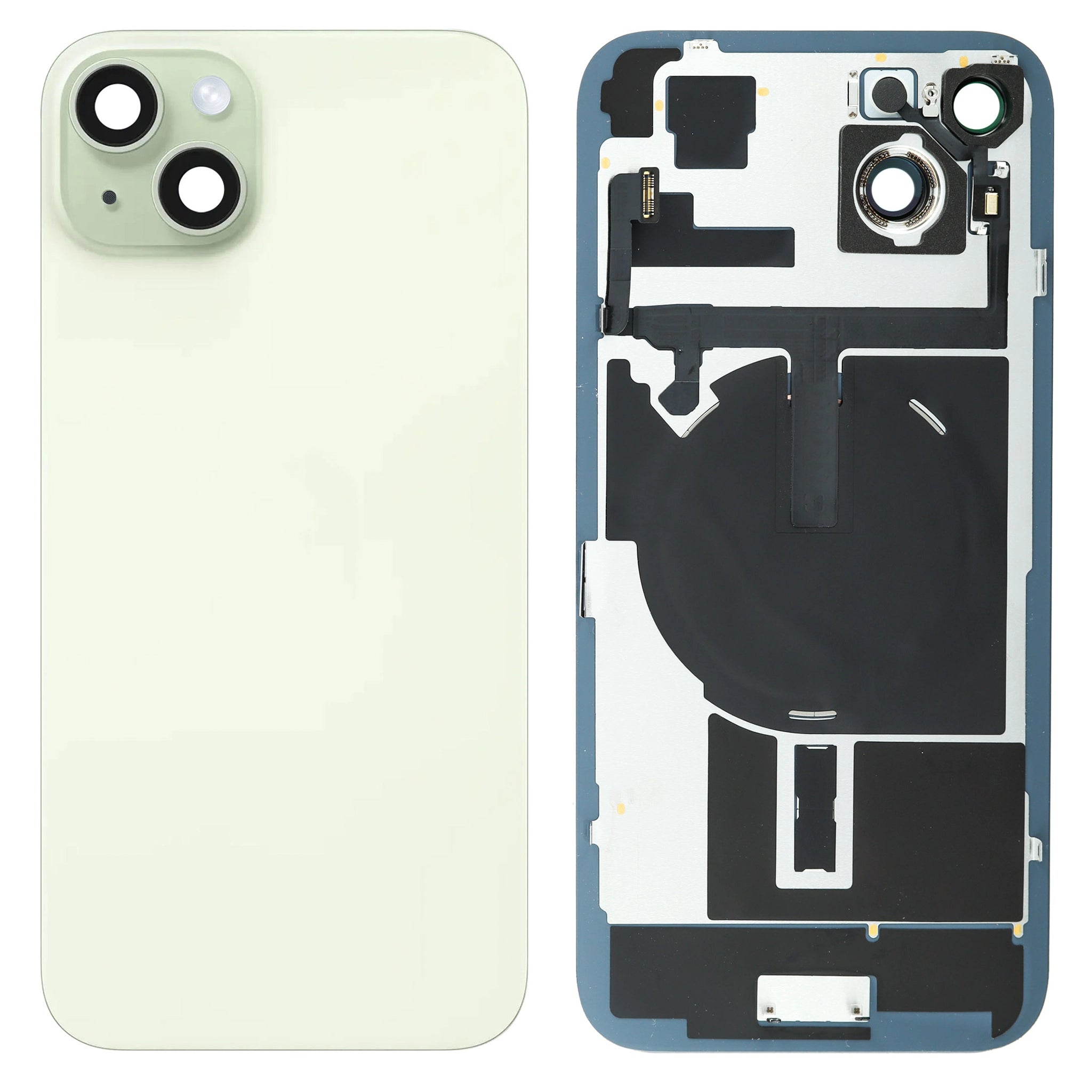 iPhone 15 Plus Akkudeckel mit Rahmen und MagSafe-Ring Grün - Premium Ersatzteil
