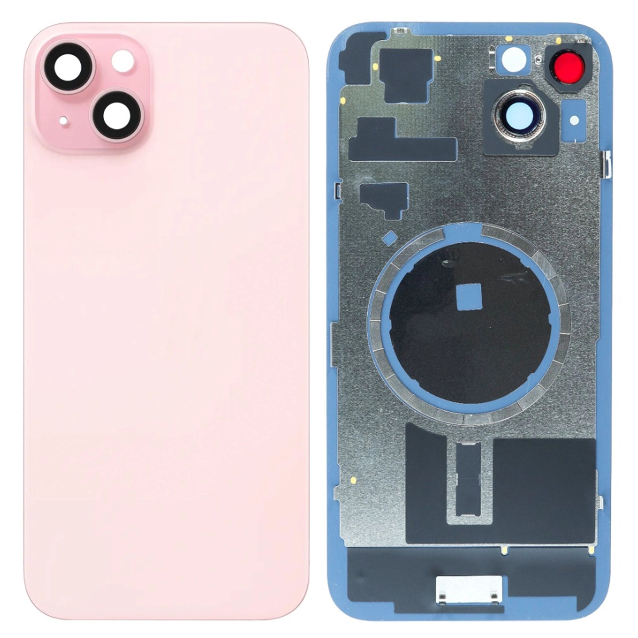 iPhone 15 Plus Akkudeckel mit Rahmen und MagSafe-Ring Rosa - Premium Ersatzteil